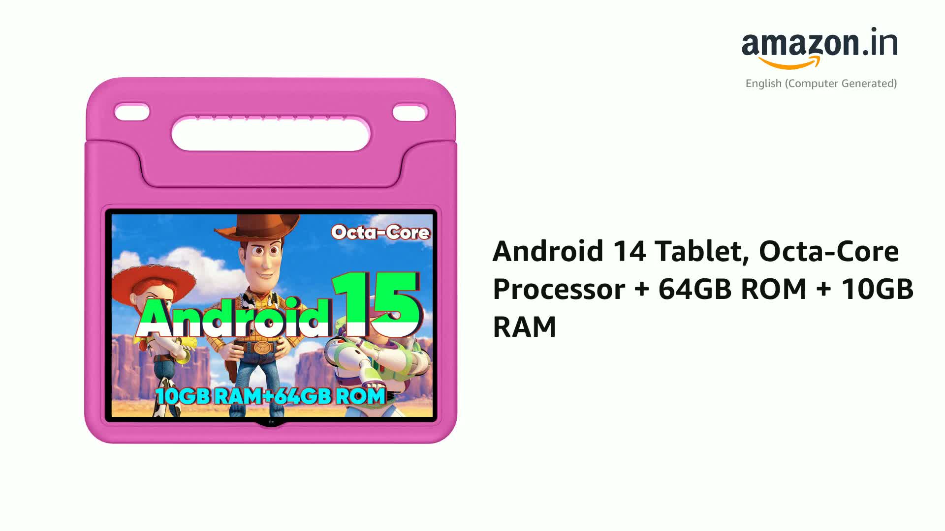 Android 14 Tablet, Octa-Core Processor + 64GB ROM + 10GB RAM (4+6